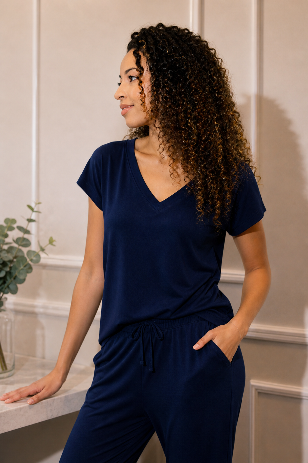 Bamboo V-Neck Short-Sleeve Shirt