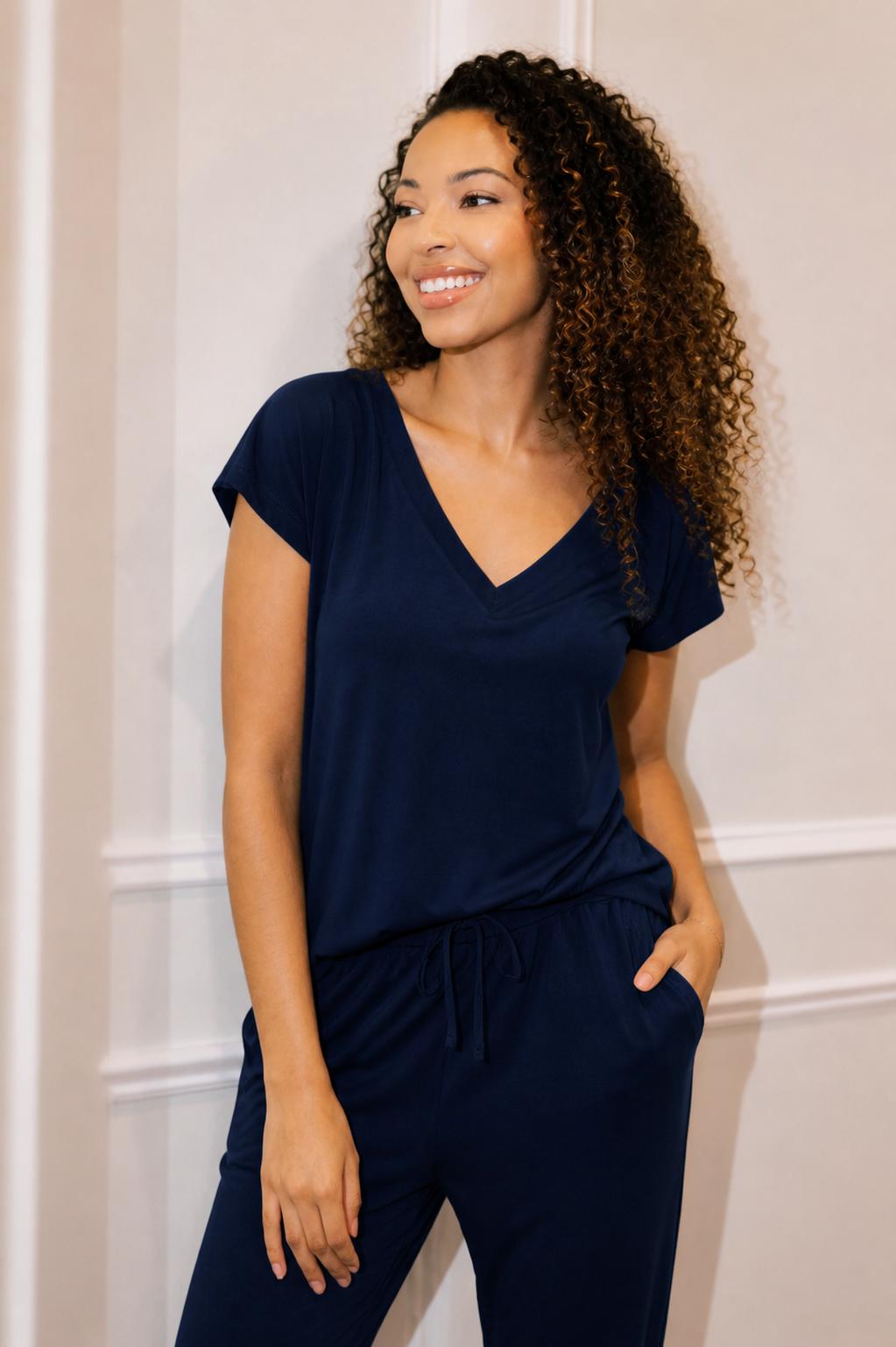 Bamboo V-Neck Short-Sleeve Shirt