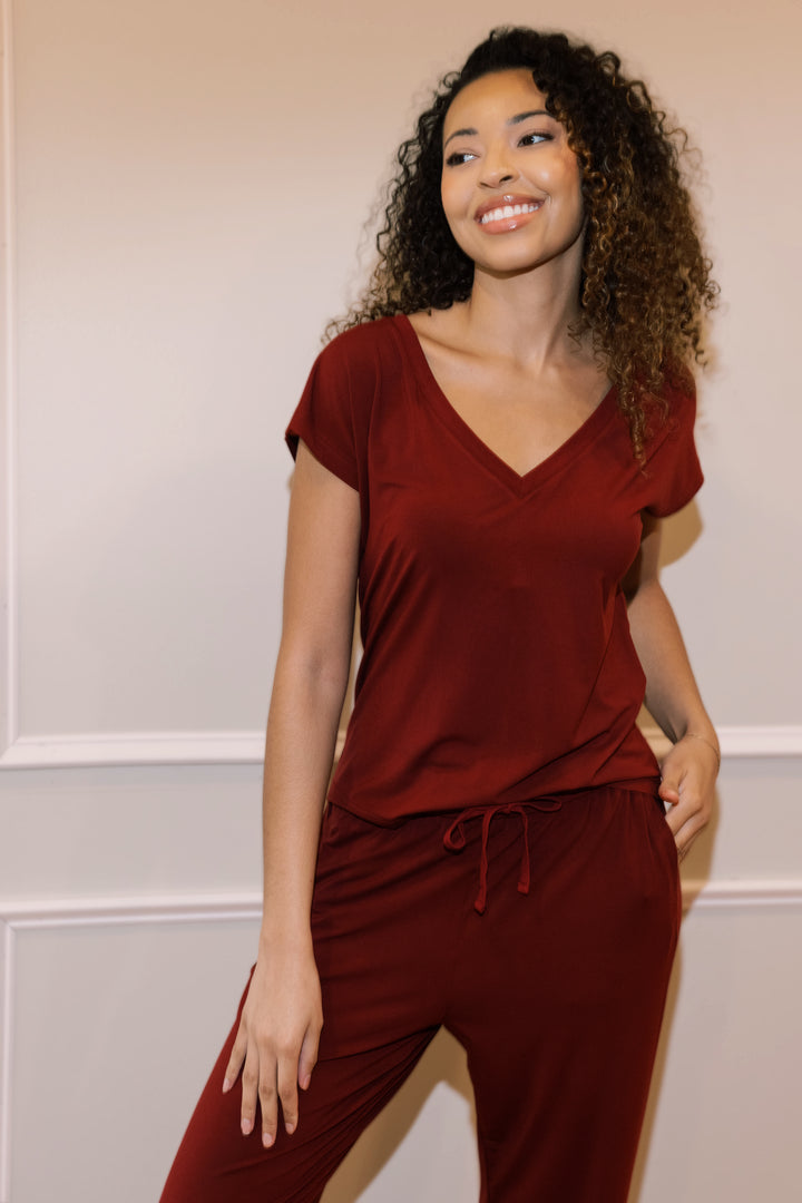 Bamboo V-Neck Short-Sleeve Shirt